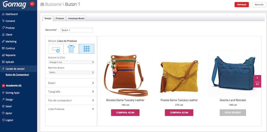 configurare produse