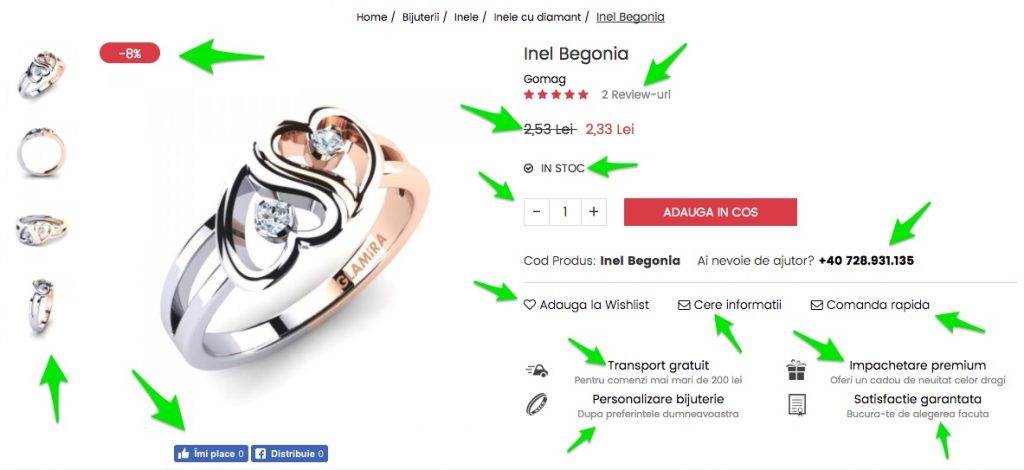 elemente design pagina produs