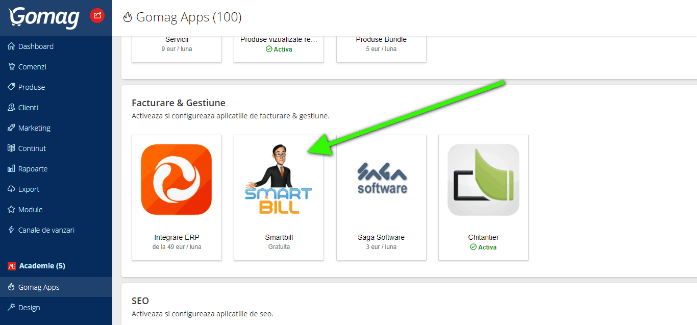 Integrare gratuita cu SmartBill in Gomag