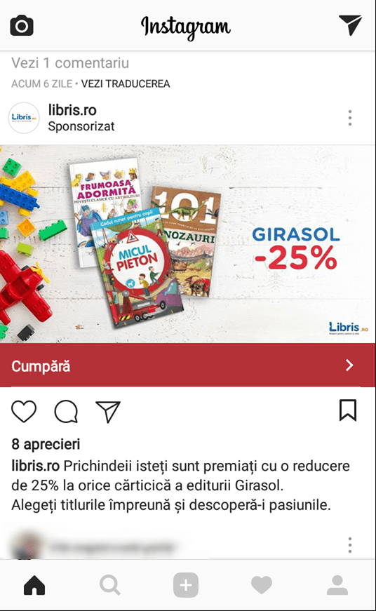 reclama instagram libris audienta parinti