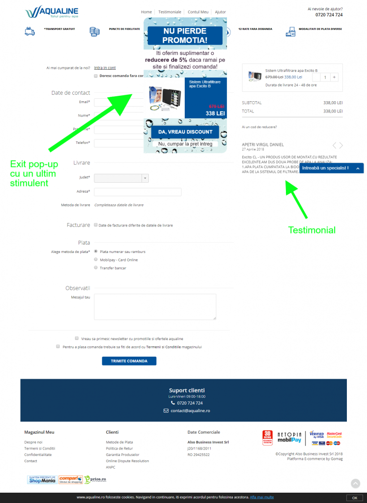exemplu checkout aqualine.ro
