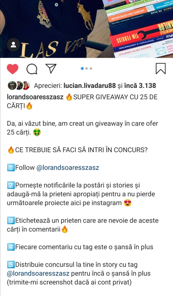 exemplu giveaway instagram concurs