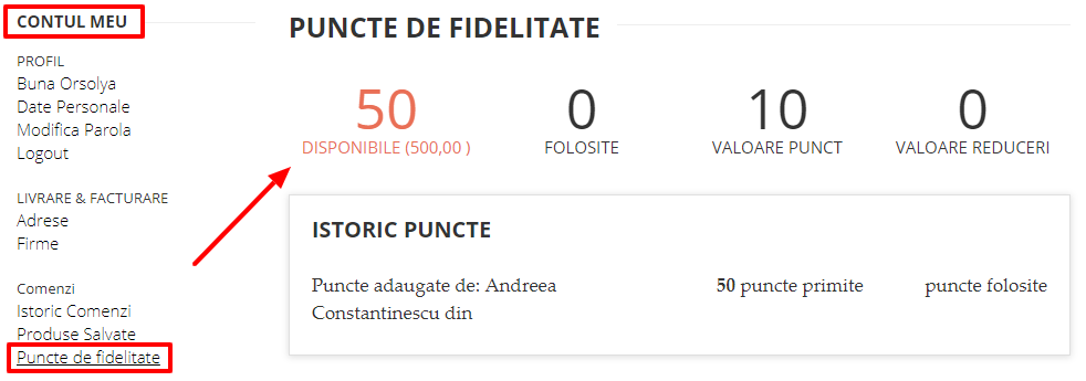 Fidelizare - puncte