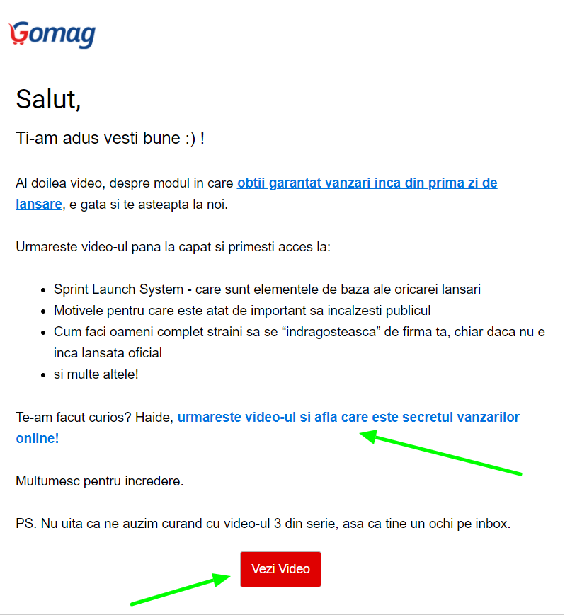 email continut video