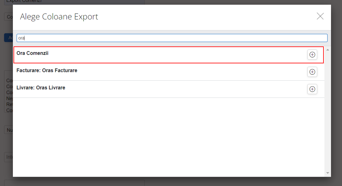 Export - Ora comenzii