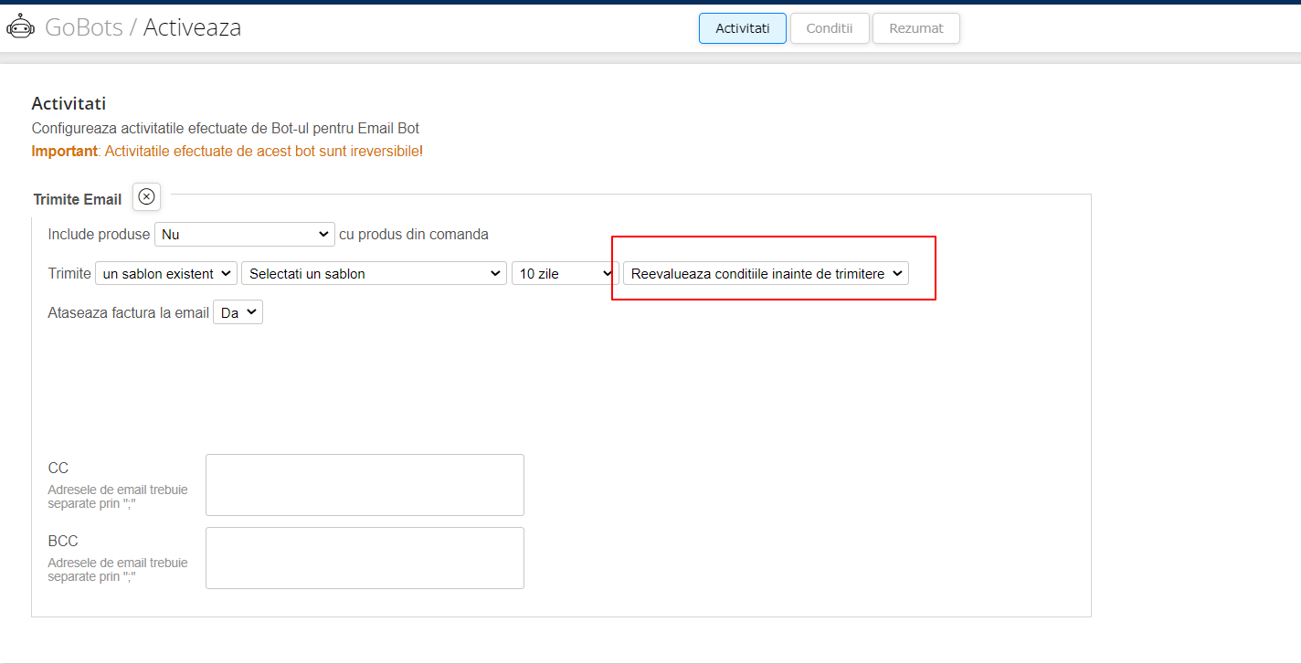 update conditii Email Bot