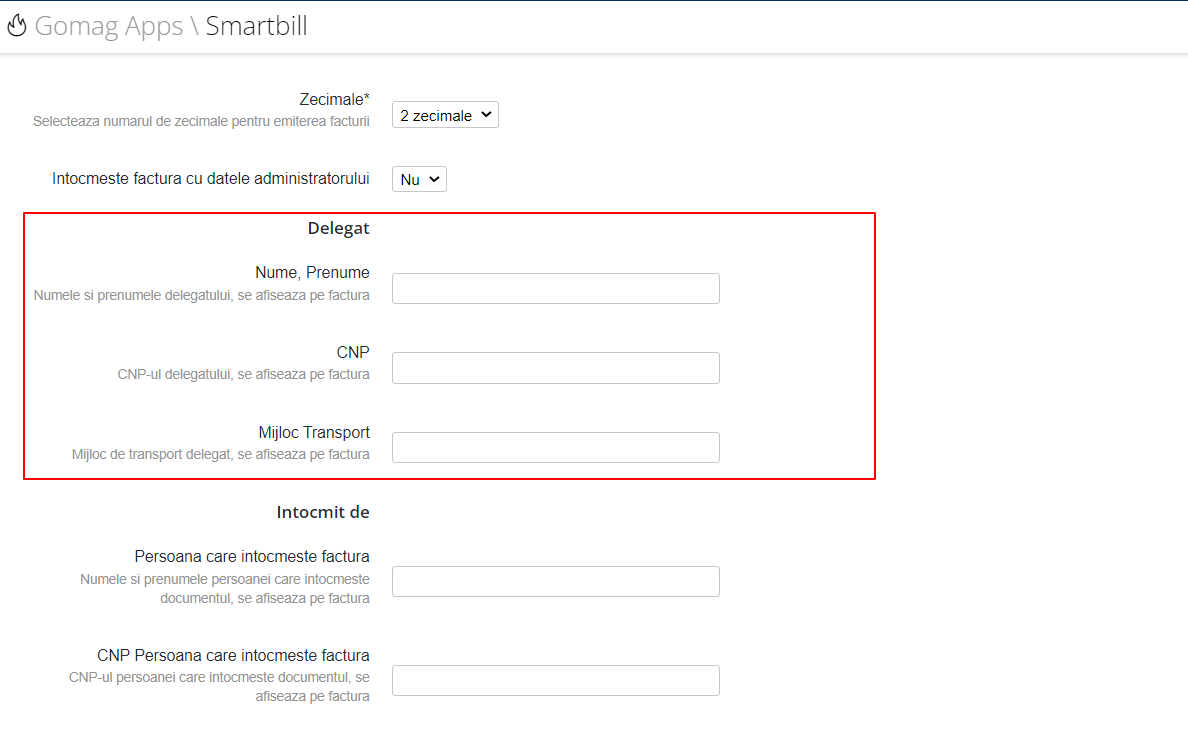 4. Update Smartbill- Date delegat