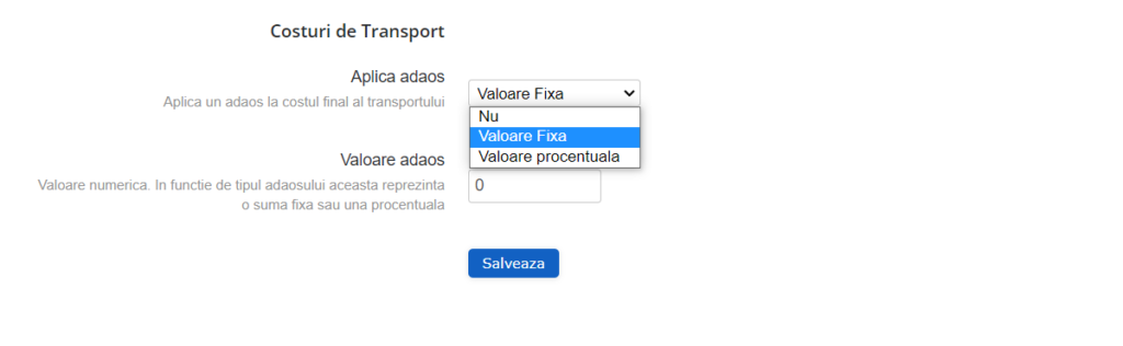 update-Sameday - aplicare- Adaos