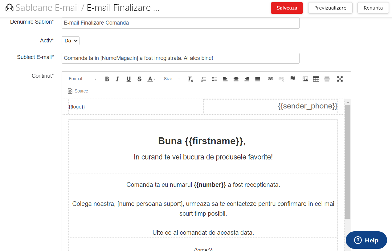 mail finalizare comanda